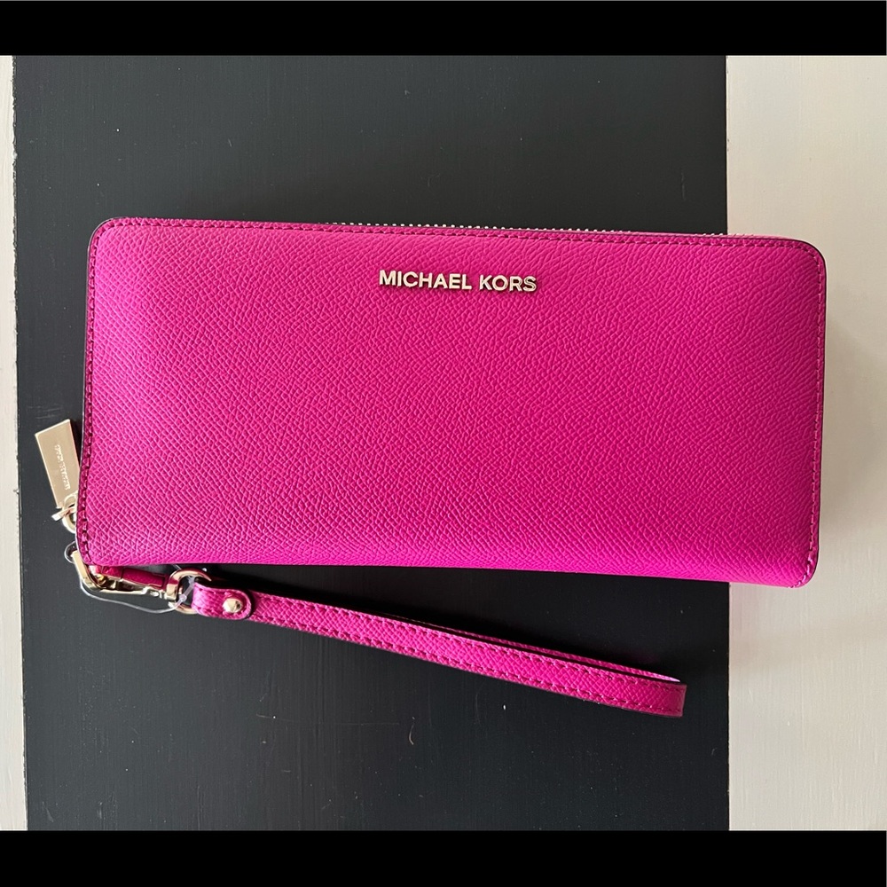 NWT Michael Kors Travel Continental Wallet in Wild Berry